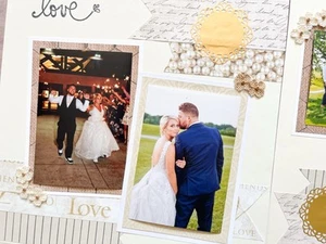 Diseño neutral de álbum de recortes de boda, páginas de álbum de recortes de boda, páginas de boda - Imagen 1 de 12