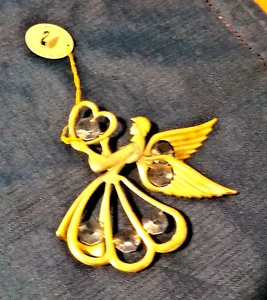 Österreichischer Kristall 24K vergoldet, Engel Fensterdekor von Maskottchen USA - Bild 1 von 5