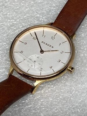 Parts: Skagen Anita Watch Women 34mm white face Small Seconds dial brown band - Image 1 of 4