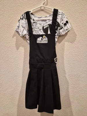 Camisa de manga corta Snoopy negra blanca con delantal talla 8 para niñas Foto 1 de 4