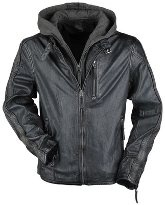 Mauritius Lederjacke Herren Steep Slim Fit Lasanv anthrazit/oliv Basics - Bild 1 von 4