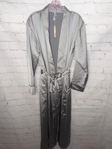 Skims Damen sportlicher Satin langer Morgenmantel "Mirror" silber mit Taschen Gr. XS - Bild 1 von 10