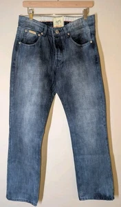 Pantalones de mezclilla para hombre Hermes botón mosca lavado oscuro pierna recta/calce ceñido talla 32x32 - Imagen 1 de 14