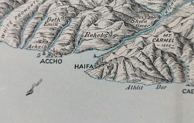 Mapa de TIERRA SANTA 1907 22"x14" ~ Antiguo Antiguo Original BEIRUT DAMASCO HAIFA Foto 1 de 4