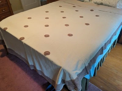 Комплект из 2: винтажные двуспальные розовато-лиловые шенильные покрывала в горошек Cottagecore 75 дюймов x 101 дюйм - Изображение 1 из 3