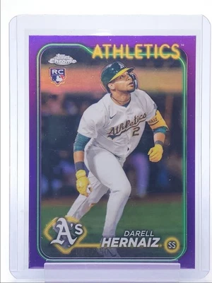 DARELL HERNAIZ 2024 TOPPS CHROME ROOKIE PURPLE ATHLETICS RC /250 Q5838 - Image 1 of 2