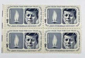 1964 5¢ John F Kennedy Memorial Stamp Block of 4 MNH Original Envelope Lot - Picture 1 of 8