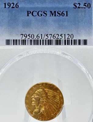 1926 $2.50 Gold Indian Quarter Eagle PCGS MS 61 ~57625120~     #14186 - Image 1 of 4