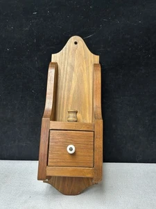 Vintage Wooden Wall Shelf Candle Holder W/drawer - Picture 1 of 6