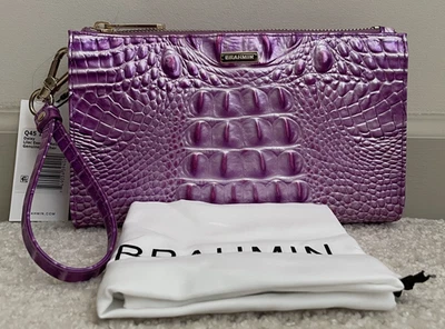 Brahmin Мельбурн DAISY большой молнии Lthr кошелек с ремешком застежки сиреневой эссенции фиолетовый новый с Ярлыками - Изображение 1 из 4