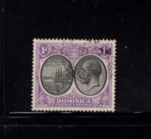 Dominica 1923 1d black and bright violet KGV ship sun horizon sea VFU SG 72 - Picture 1 of 1