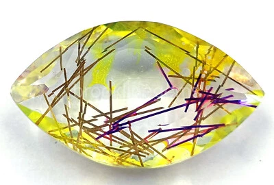 100-110 CT Marquise Cut BI Color Rutilated Quartz EGL Certified Loose Gems 25N - Image 1 of 4
