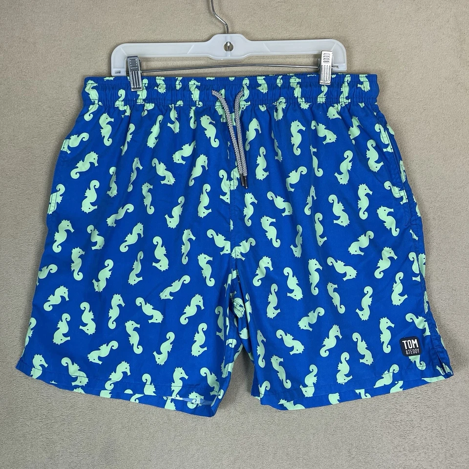 Baúl de baño Tom & Teddy para hombre XL azul estampado animal cintura elástica forrado ajuste regular Foto 1 de 4