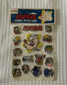Vintage POPEYE Fuzzies Puffy Stick-Ons Stickers 1983 NINTENDO Video Stick-Ons