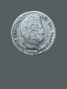 1843-B France 1/4 Franc Silver Coin - VF - Picture 1 of 2