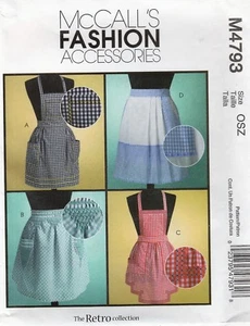 Grembiule retrò 2005 nuovo modello da cucire taglia S-XL McCall's 4793 fuori produzione - Foto 1 di 2
