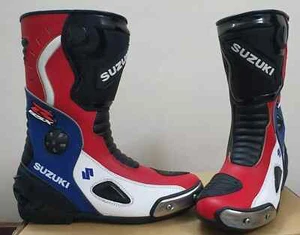GSXR SUZUKI Herren Leder lang CE Motorrad Motorrad Rennsport Schuhe Stiefel38-50 - Picture 1 of 4