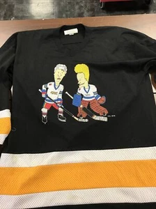 Beavis And Butthead Hockey Jersey rare black yellow 00 MTV One size fits all - Picture 1 of 5