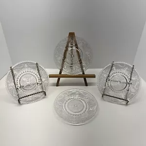 Federal Glass Saucers Clear Pressed Glass 5.75 inch Heritage Set of 4 Vintage - Picture 1 of 8