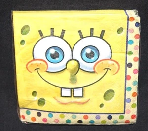 Unique Yellow/Multicolor SpongeBob SquarePants Beverage Napkins 16 Ct 2-Ply - Picture 1 of 2