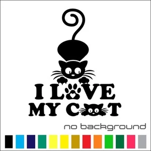 I Love My Cat Sticker Vinyl Decal - Kitten Animal Fat Kitty Pet Car Window Cute - Picture 1 of 17