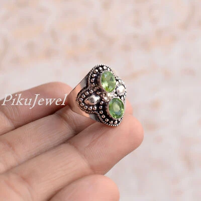 Anello da lavoro in argento sterling 925 con pietra preziosa taglio... - Immagine 1 di 4