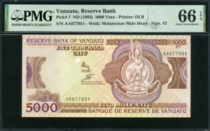 Vanuatu 1993 5000 Vatu, P7, Firma 2, PMG 66 EPQ GEM UNC - Foto 1 di 2