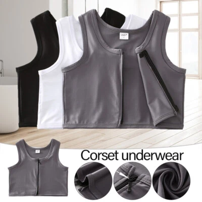 Women Lesbian Vest Long Chest Binder Tank Top Sports Bra Short Lingerie S-6XL - image 1 of 4