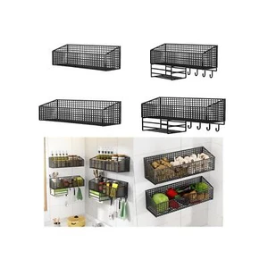 Hanging Wall Basket Wall Mounted Storage Rack for Home Bathroom Vegetable - Picture 1 of 29