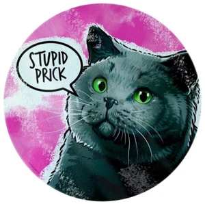 Cat 'Stupid Prick' Glass Chopping Board, Rude Pets, Insulting, Cute But Abusive - Picture 1 of 4