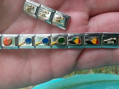 Pulsera Zoppini Vintage Acero Inoxidable 11 Eslabones Dije Lote Tenis Fútbol Animación Foto 1 de 3