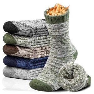 5 Pairs Thick Wool Socks Mens, Warm Winter Fuzzy Socks,Soft 6-11 Multicolor-02 - Picture 1 of 7