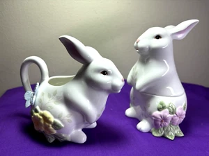 Lenox Butterfly Meadow Bunny Rabbit Sugar / Creamer Set Spring Easter 526 - Picture 1 of 14