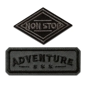 Adventure Non Stop 2 Stück - Aufnäher, Bügelbild, Aufbügler, Größe: 2,8 x 5,7 cm - Bild 1 von 1