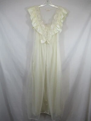 De Colección Cachet Camisón Peignoir Bata Conjunto Mujer M Marfil Nylon Sears Satén Gasa Foto 1 de 4