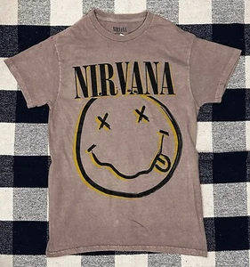 Nirvana Black and Yellow Smile Tan T-Shirt Size S - Picture 1 of 2