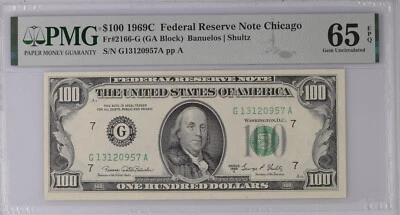 1969C $100 Federal Reserve Note Chicago FR# 2166-G MS-65 EPQ PMG Certified - Image 1 of 2
