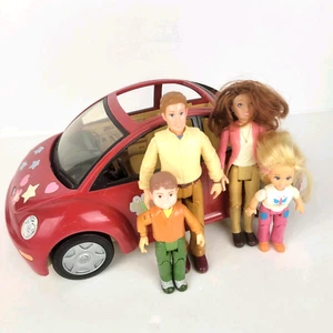 Vintage Fisher Price Loving Family Red Volkswagen + Family (5 Pieces) - Picture 1 of 15