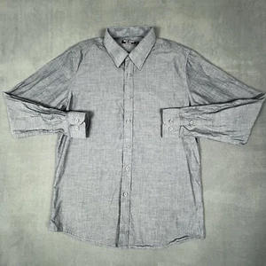 Paul Jones Shirt Mens M Gray Long Sleeve Button Up Casual 100% Cotton - Picture 1 of 12