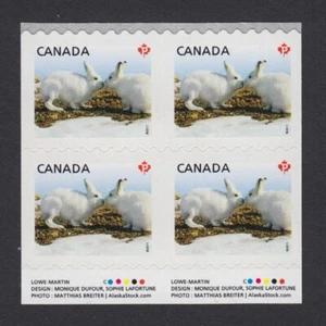 Canadá 2011 #2426v bloque de 4 con inscripción *SIN CORTAR VERTICALMENTE* Liebre ártica MNH - Imagen 1 de 1