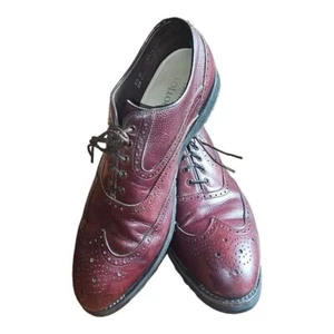 VTG Footjoy Classics Spikeless Golf Shoes Mens Size 10 C Burgundy Leather Brogue - Picture 1 of 12