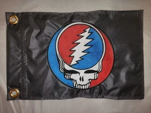 10"x15 Grateful Dead Stealie Dark Gray safety flag with 2 brass grommets - Picture 1 of 2
