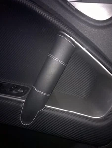 ALFA ROMEO MITO RIVESTIMENTO MANIGLIE INTERNE VERA PELLE 100% CUCITURE GRIGIE - Imagen 1 de 1