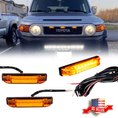 3PCS Amber LED Front Grille DRL Running Lights Lamps For 07-14 Toyota FJ Cruiser - Image 1 of 4