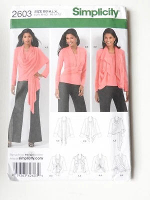 Simplicity 2602 sewing pattern Knit Top and Cardi Wrap  Sz M L & XL   UNCUT NEW - Image 1 of 2