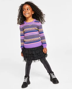 Holiday Lane Youth Girls Size 6 Bright Fair Isle Long Sleeve Sweater $40 267 - Picture 1 of 9