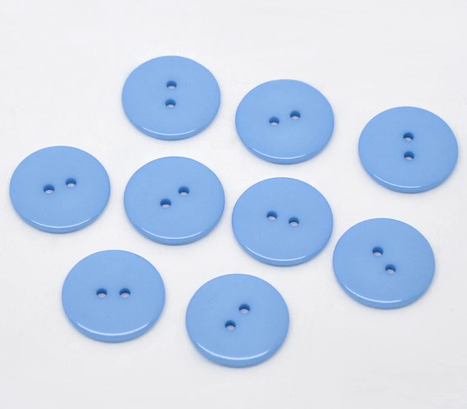 Baby Blue Plain Round 2 Hole Sewing Buttons 9mm / 11mm / 15mm / 18mm / 23mm - Image 1 of 1