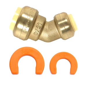 10 Pcs XFITTING Push Fit 1/2" x 3/4" 45 Degree Elbow with 2 Disconnecting Clips - Picture 1 of 7