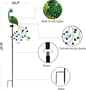 Solar Garden Waterproof Lights Outdoor Landscape Yard Peacock Stake Decorative - Picture 1 of 12