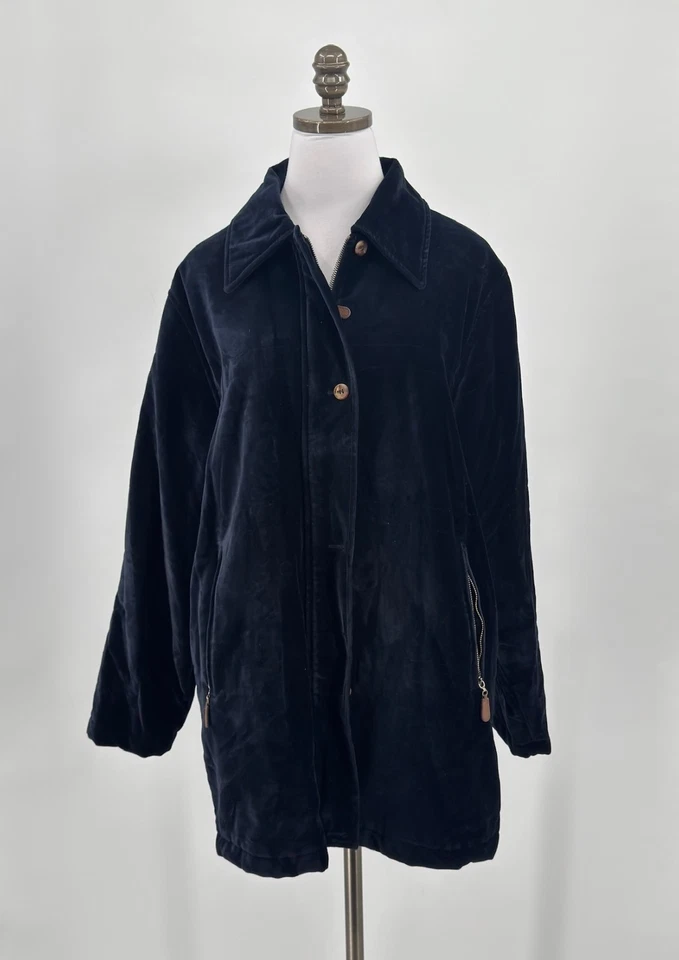 Jaqueta Mondi Sports Vintage Anos 80 Azul Veludo Gola Car Coat Tamanho IT 38 EUA P - Imagem 1 de 4